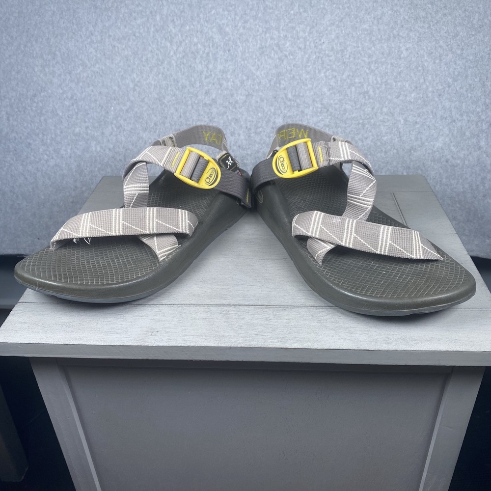 Chaco Z1 Classic Sandals Mens Size 9 Grey Stay Weird Custom Vibram Hiking Shoes - Picture 3 of 9